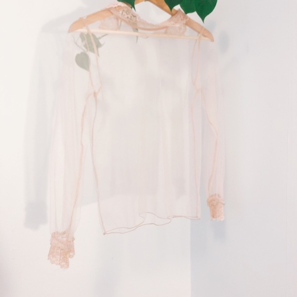 Pink lace see-through blouse - Picture 1 of 3